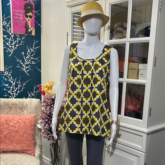 Tory Burch Yellow, grey, and white  Patterned Tank Top - Picture 3 of 16